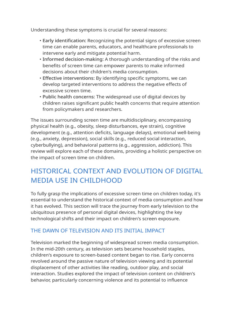 Impact of Excessive Screen Time on Children | PDF