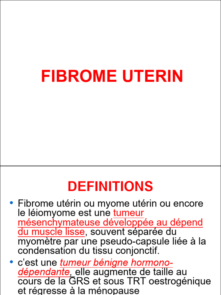 Fibromes utérins : causes et traitements | PDF | Utérus | Spécialités ...
