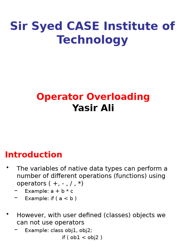 Operator Overloading in C++ | PDF | Method (Computer Programming ...