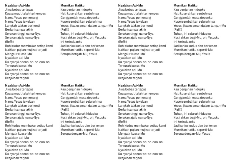 Nyalakan Api-Mu dan Murnikan Hatiku | PDF
