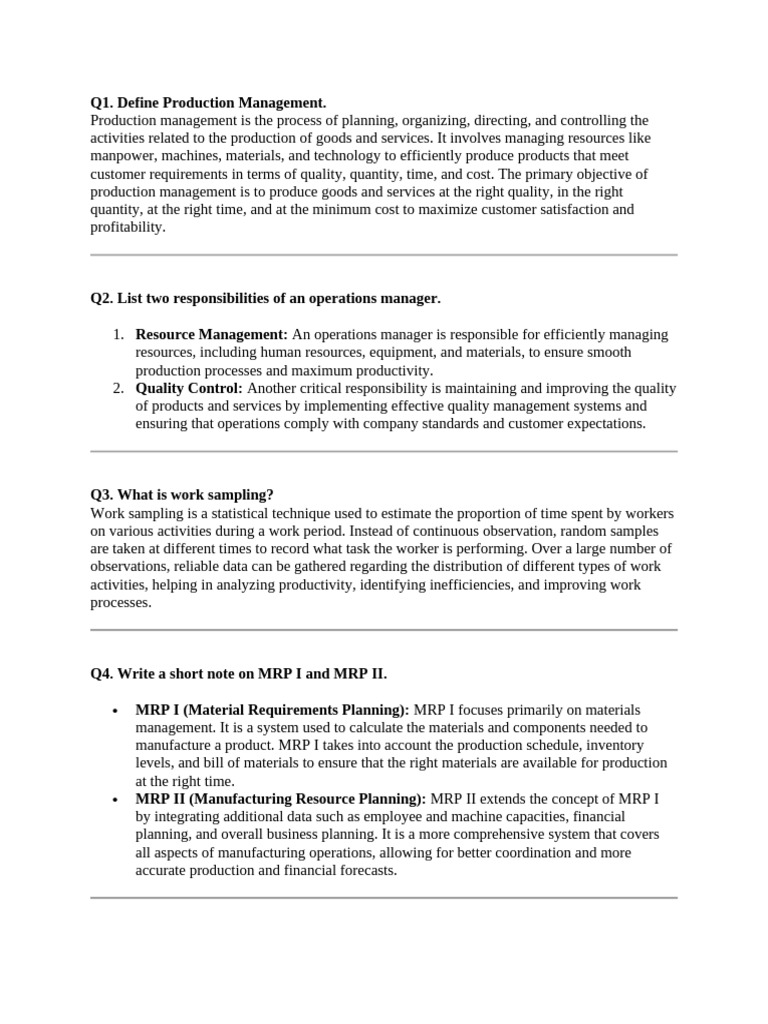 Production Management Concepts Explained | PDF | Enterprise Resource ...