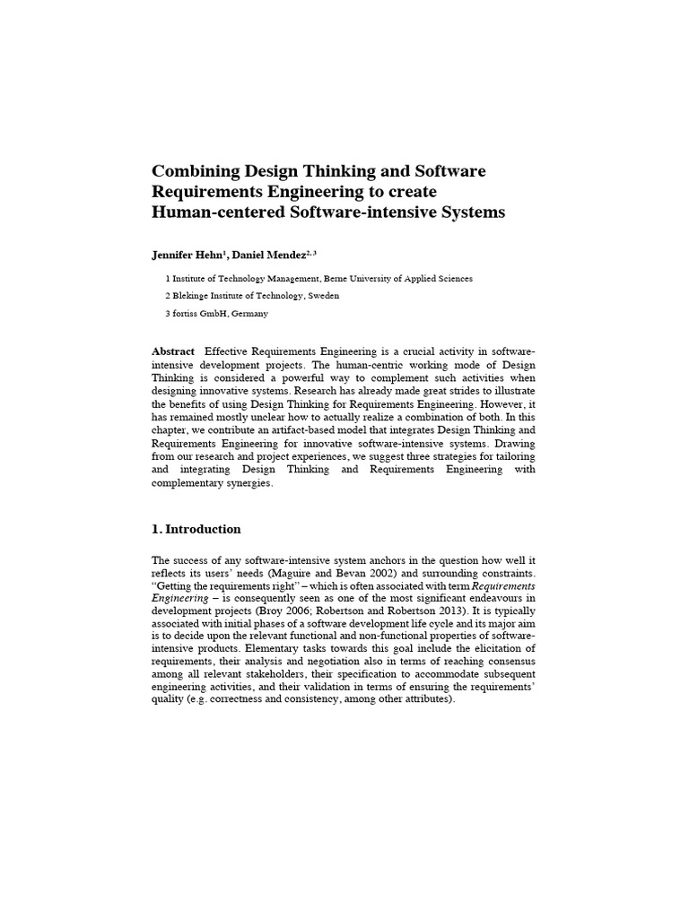 Design Thinking in Requirements Engineering | PDF | Design Thinking ...