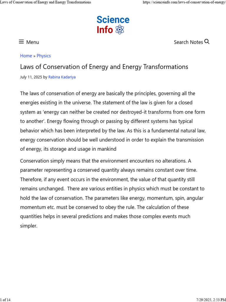 Energy Conservation and Transformations | PDF | Energy Development ...