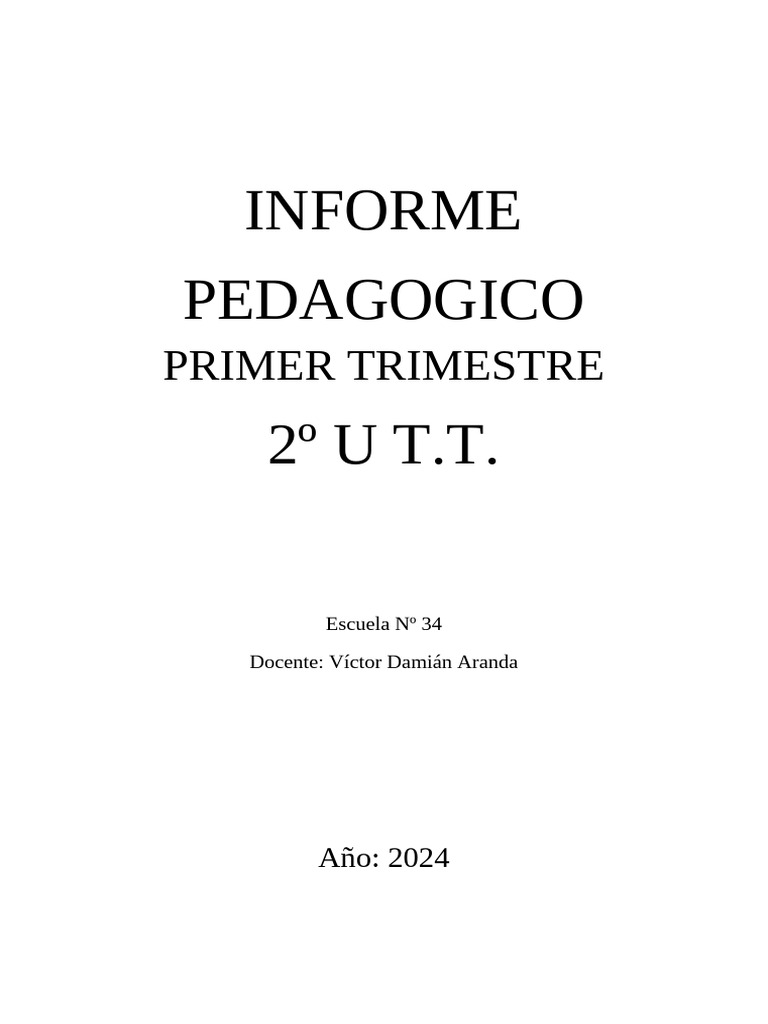 Informe Pedagógico Primer Trimestre 2º grado | PDF | Aprendizaje