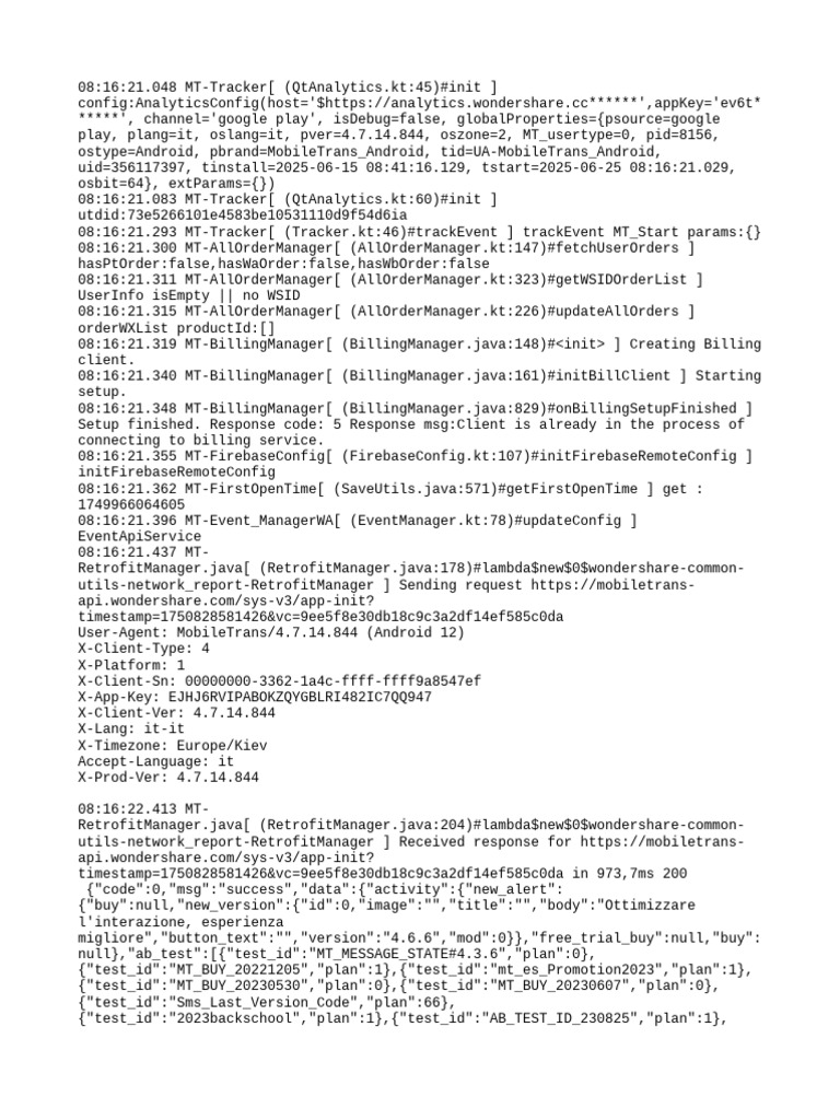 MobileTrans Analytics Log Insights | PDF | Software | Computing