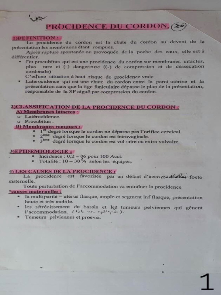 Procidence Du Cordon | PDF