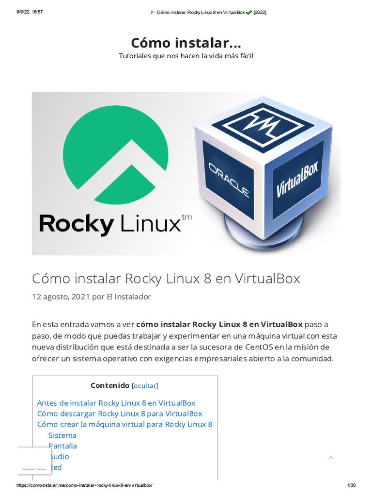 Instalar Rocky Linux 8 en VirtualBox | PDF | Arranque | Bios
