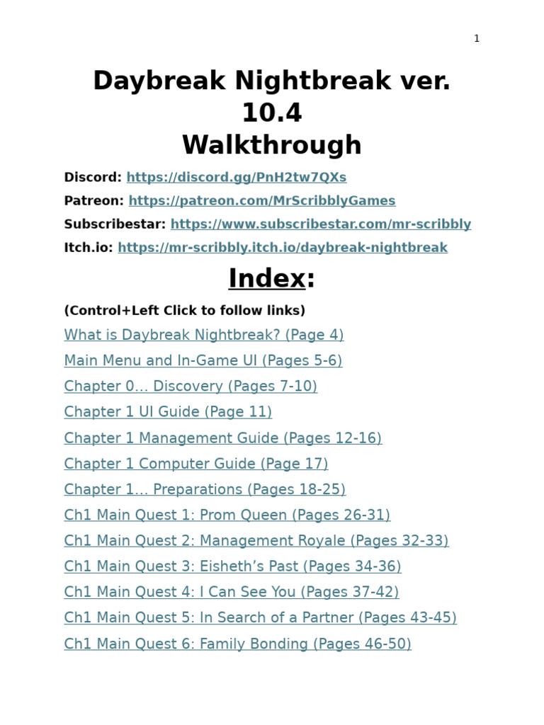 Daybreak Nightbreak Walkthrough Guide | PDF | Menu (Computing) | User ...
