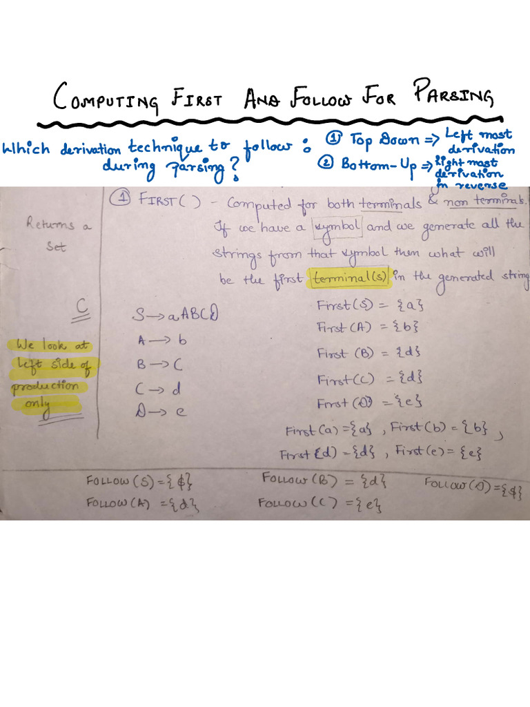First and Follow in Parsing Techniques | PDF