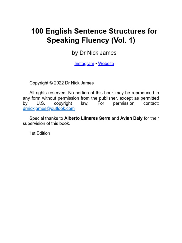 100 English Sentence Structures Guide | PDF | English Language | Question