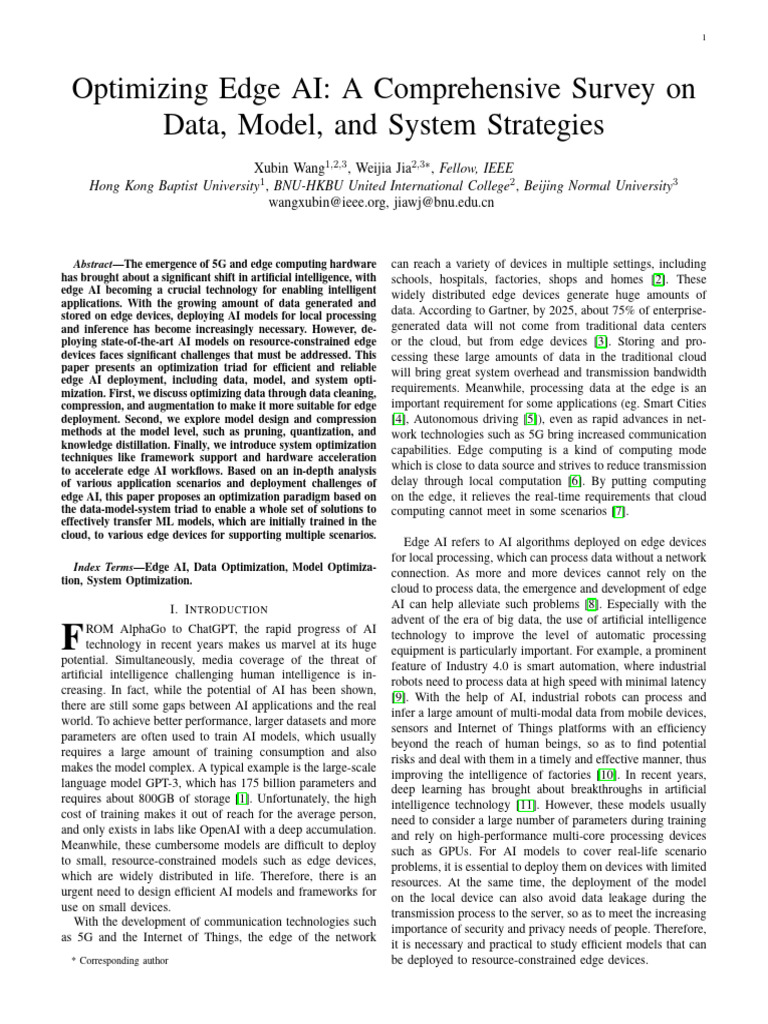 Optimizing Edge AI: Data, Model, System | PDF | Artificial Intelligence ...