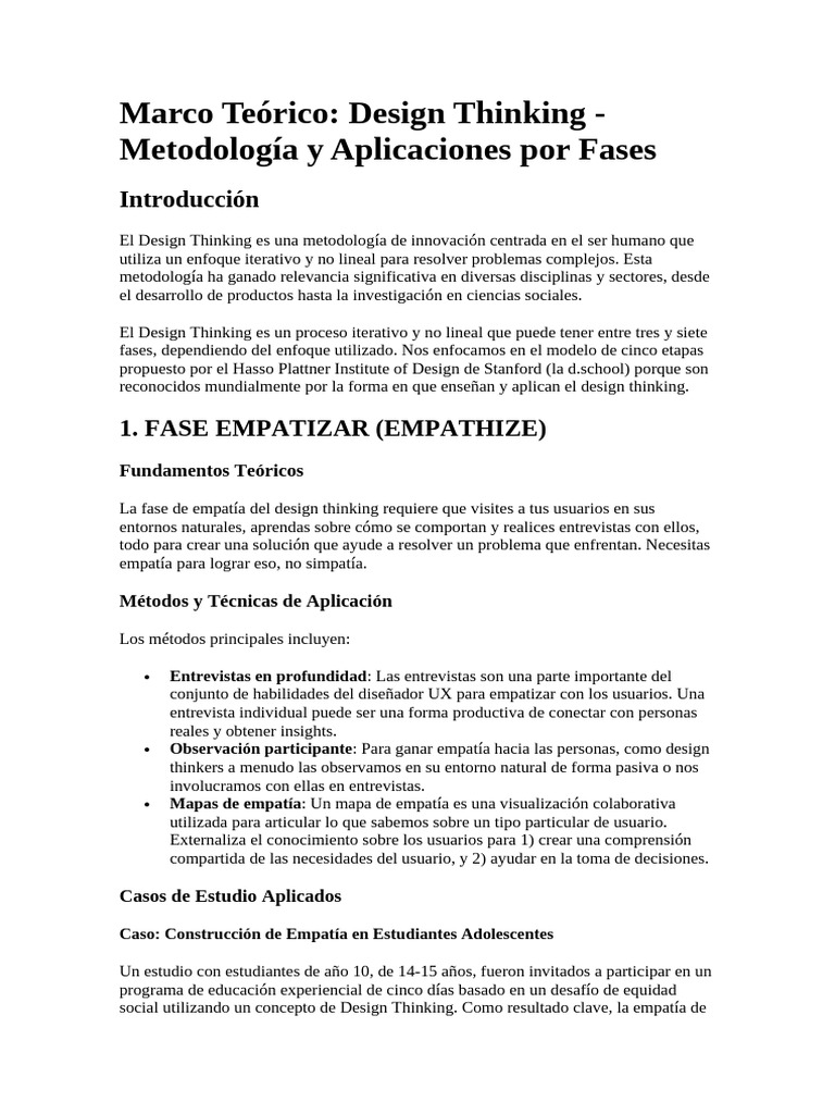 Design Thinking: Metodología y Fases | PDF | El pensamiento de diseño ...