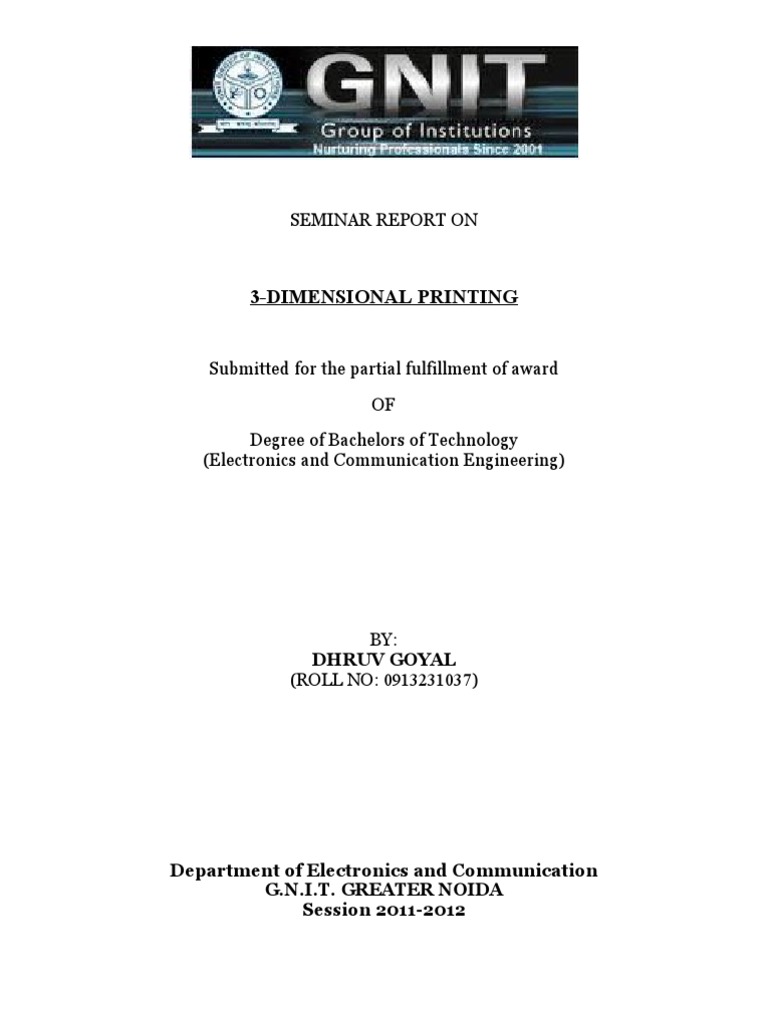 3D Printing Seminar Report Overview | PDF | Computers | Technology ...