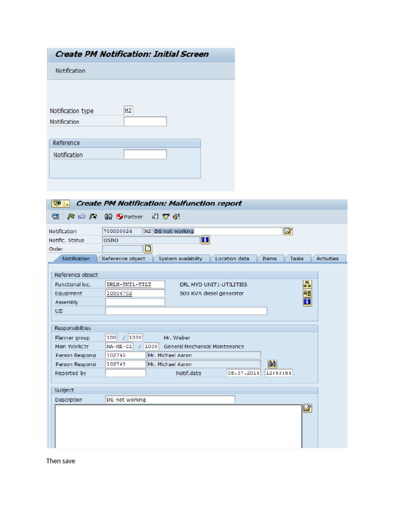 Breakdown Maintenance Order Process in SAP | PDF