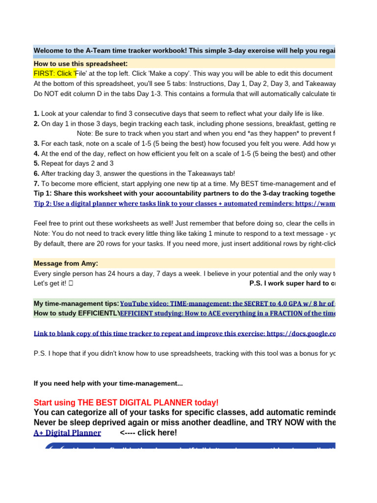 A-Team Time Log Exercise | PDF | Spreadsheet