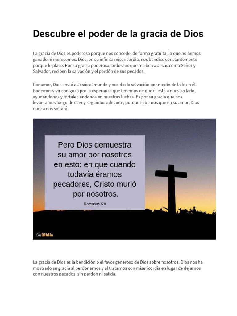 El Poder Transformador de la Gracia | PDF | Gracia en el cristianismo ...