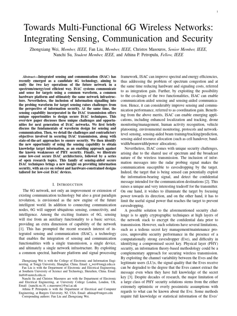 ISAC: Security Challenges in 6G Networks | PDF | Ieee 802.11 | Radar