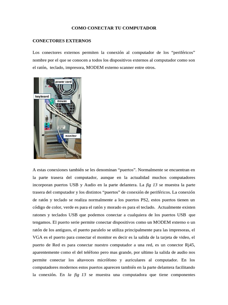 Pasos para Conectar tu Computadora | PDF | Periférico | Arquitectura de ...