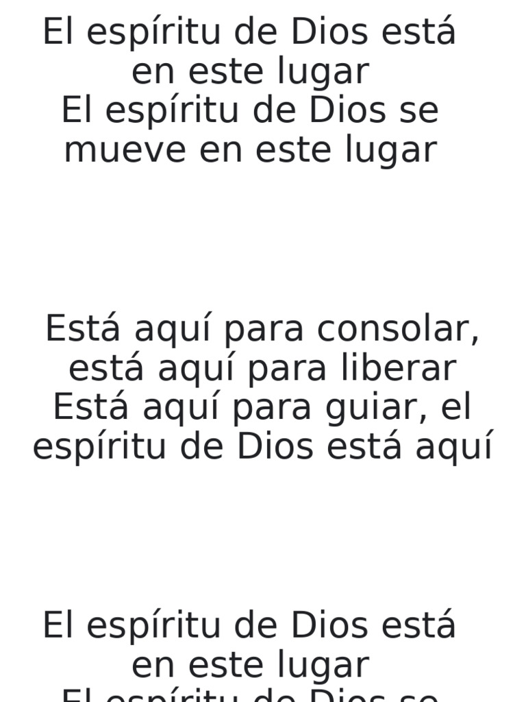 El Espíritu de Dios está en este lugar ghm | PDF