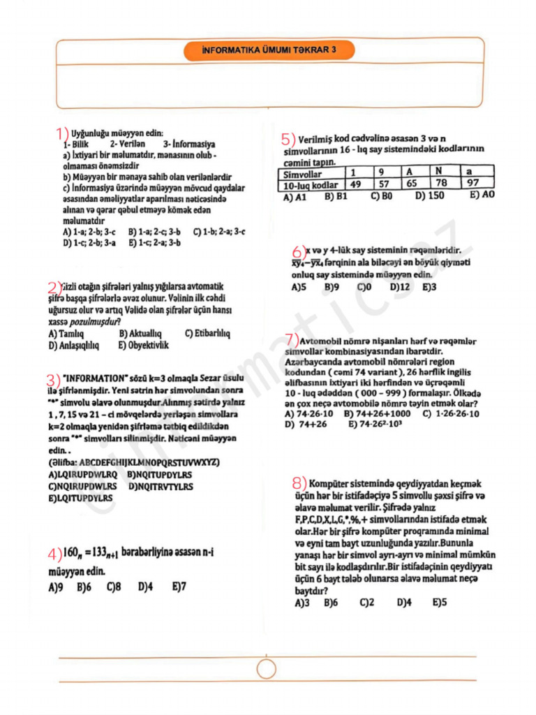 Informatika Ümumi Təkrar Codera | PDF