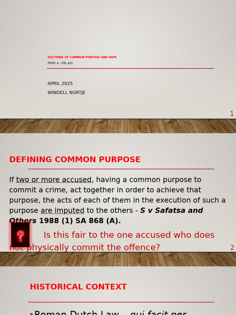 Common Purpose Doctrine in Rape Cases | PDF | Rape | Crimes