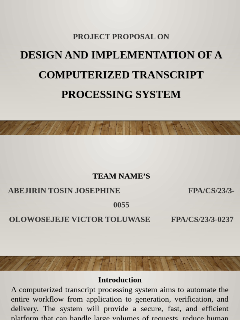 Computerized Transcript Processing System | PDF | Databases | Unified ...