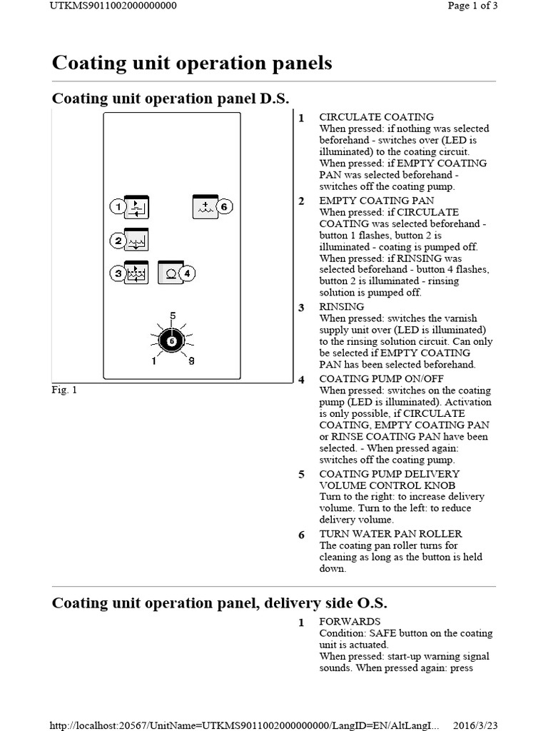Coating Unit Operation Panel Guide | PDF | Equipment | Manufactured Goods