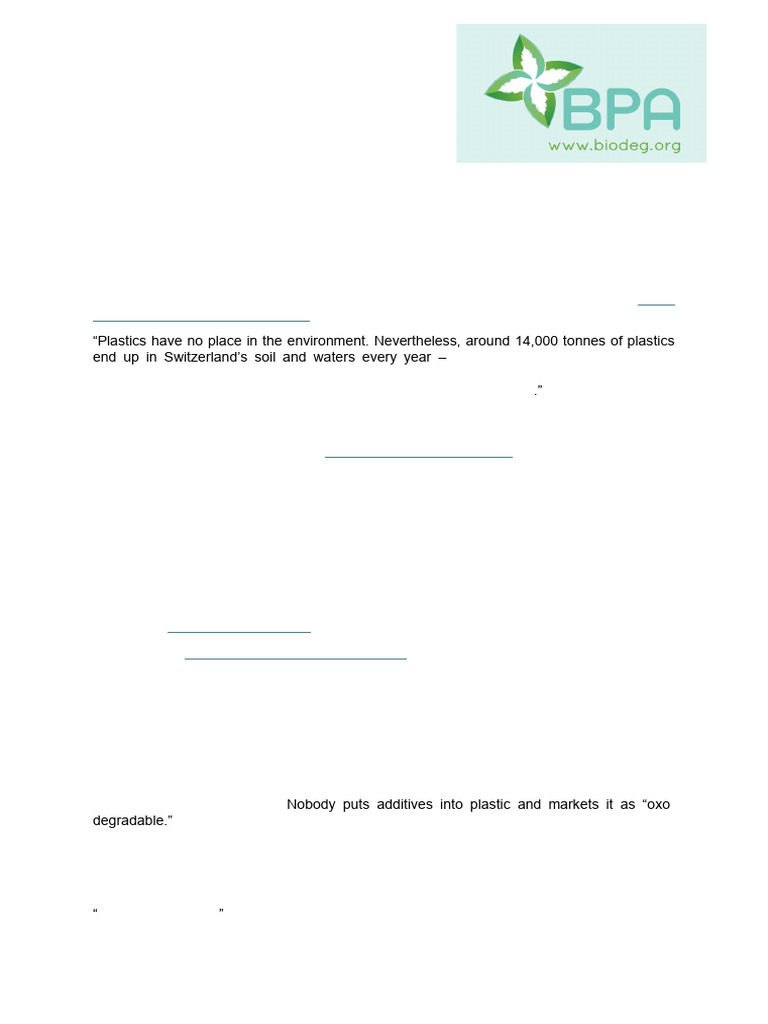 BPA Position Paper 1.12.24 | PDF | Biodegradation | Plastic