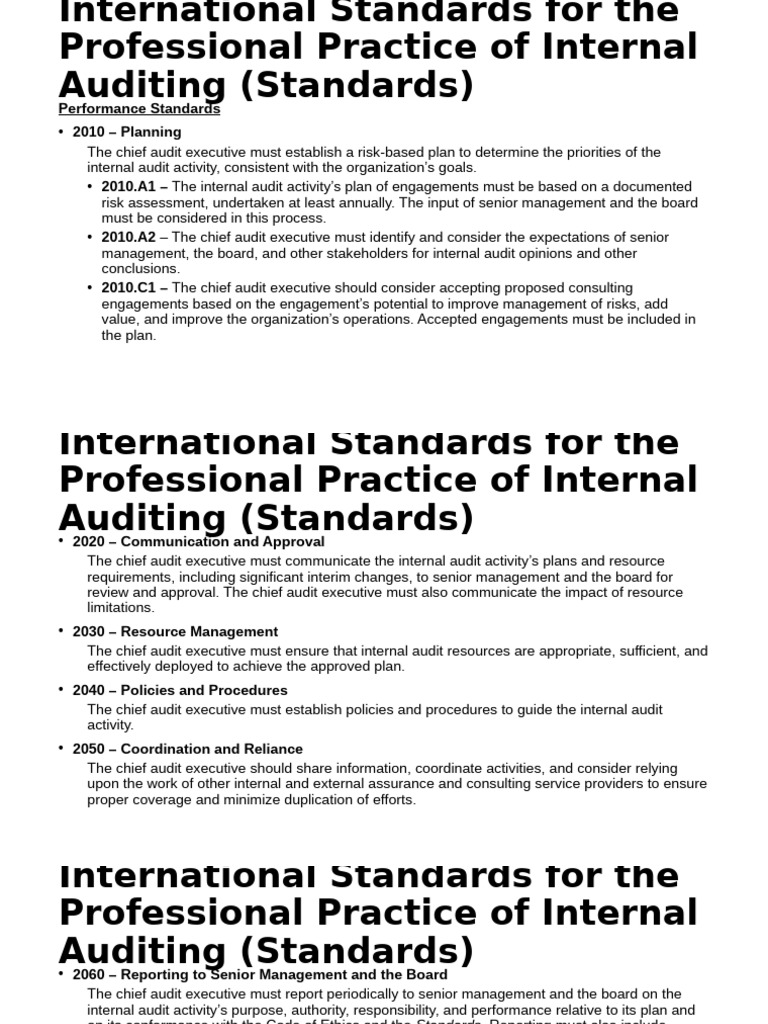 Internal Auditing Standards Overview | PDF | Internal Audit | Audit