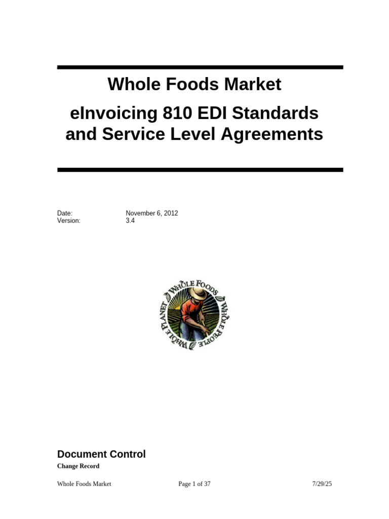 Whole Foods EDI 810 Invoice Standards | PDF | Electronic Data ...
