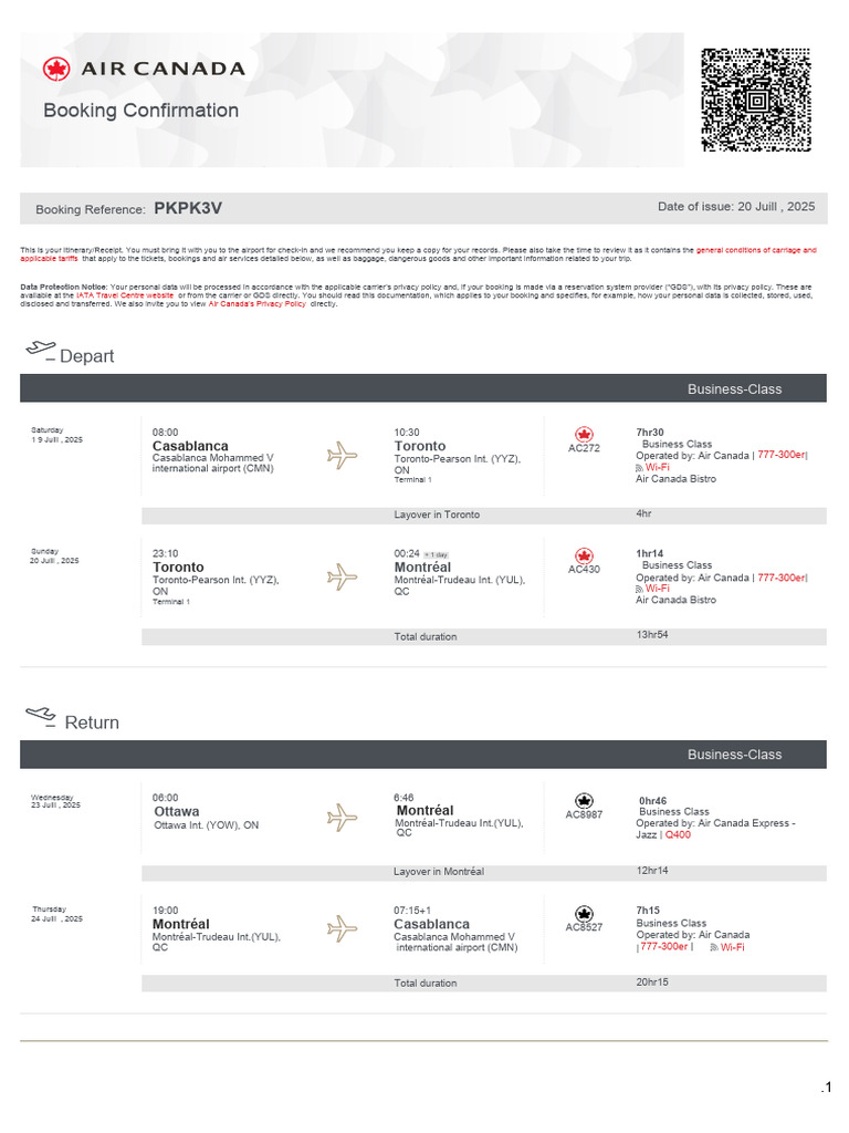Air Canada Flight Confirmation AC8987 | PDF | La Guardia Airport | John ...