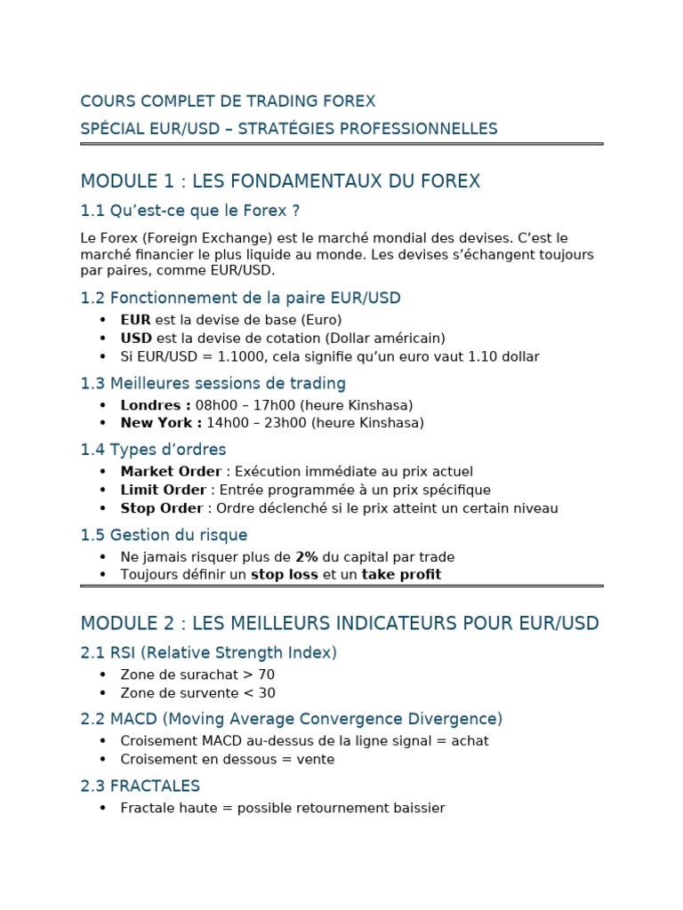 Cours Forex Eurusd | PDF | Forex | Commerce international