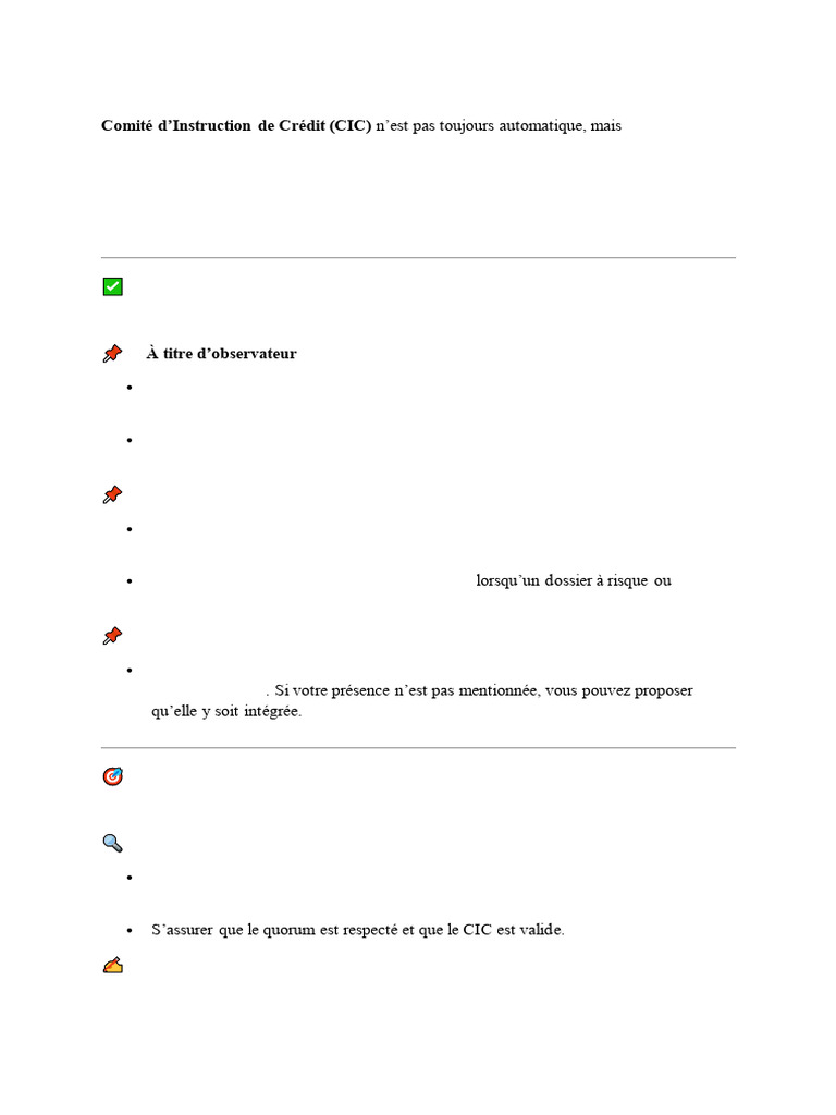 Rôle du Contrôle Interne au CIC | PDF | Contrôle interne | Crédit