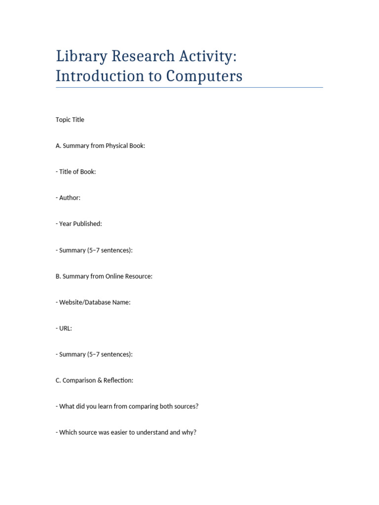 Activity 1 Library Research | PDF