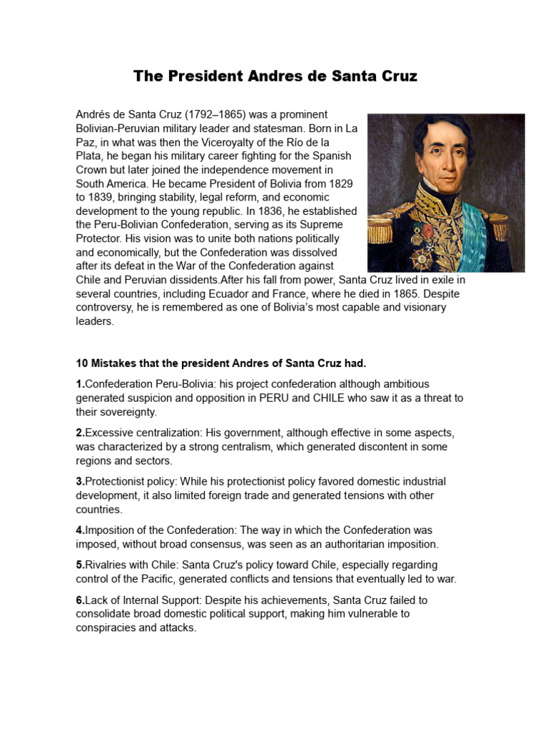 The President Andres de Santa Cruz | PDF | Bolivia