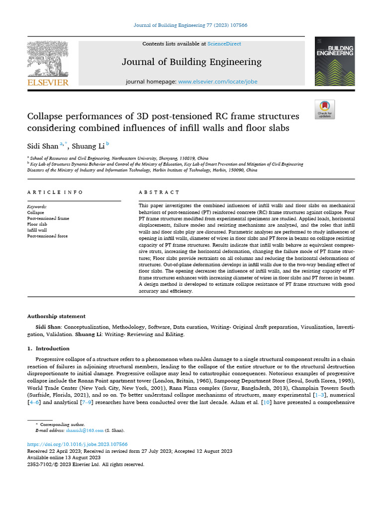 Collapse Performances of 3D Post-Tensioned RC Frame Structures ...