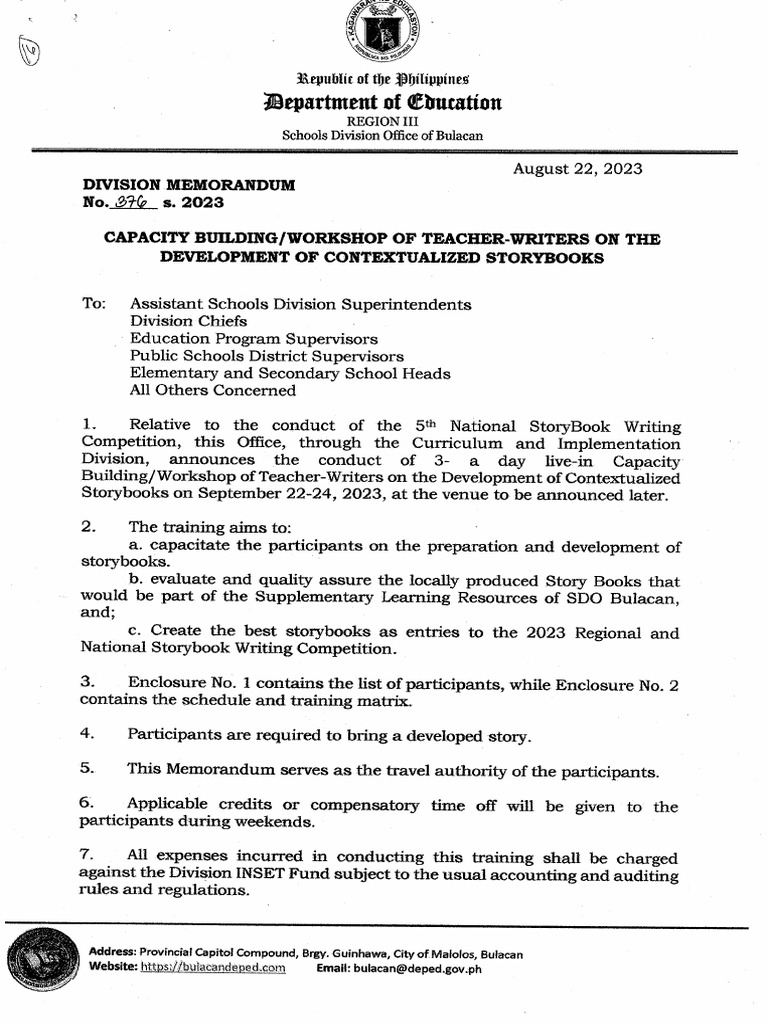 Divivision Memo No 376 S 2023 | PDF