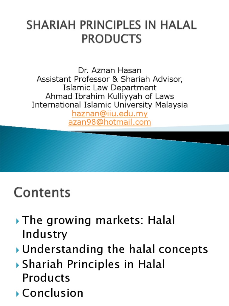 Shariah Principles in Halal Products | PDF | Chemical Substances | Sharia