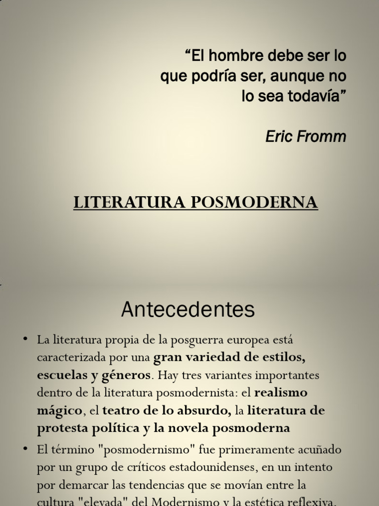 Características de la Literatura Posmoderna | PDF | Literatura ...