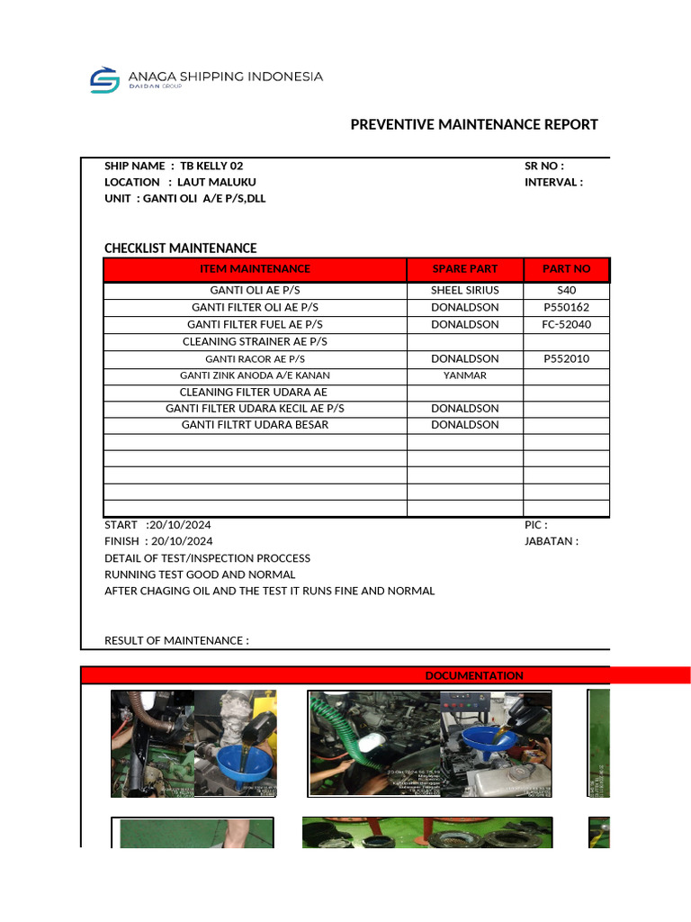 TB Kelly 02 Preventive Maintenance Report | PDF