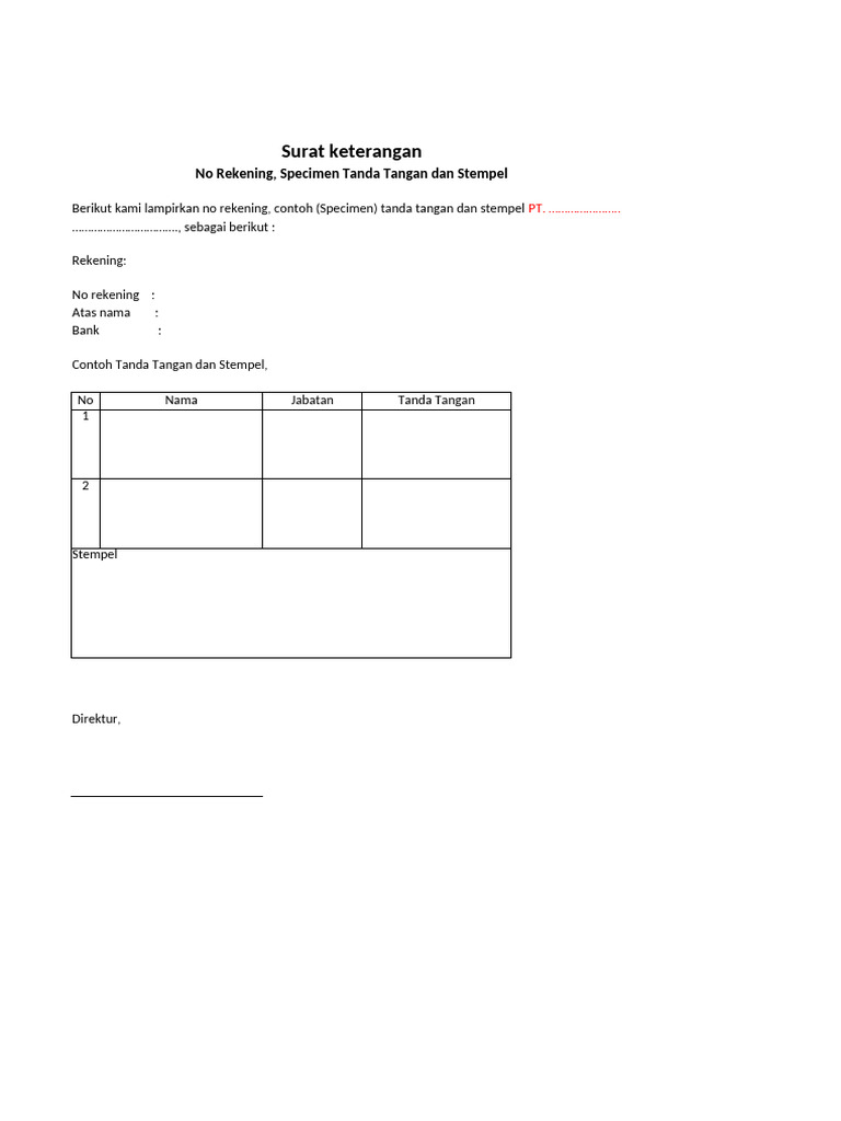 Format Form Spesimen | PDF