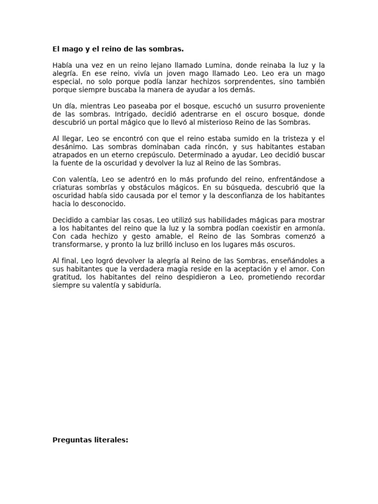 El mago Leo y el Reino de las Sombras | PDF