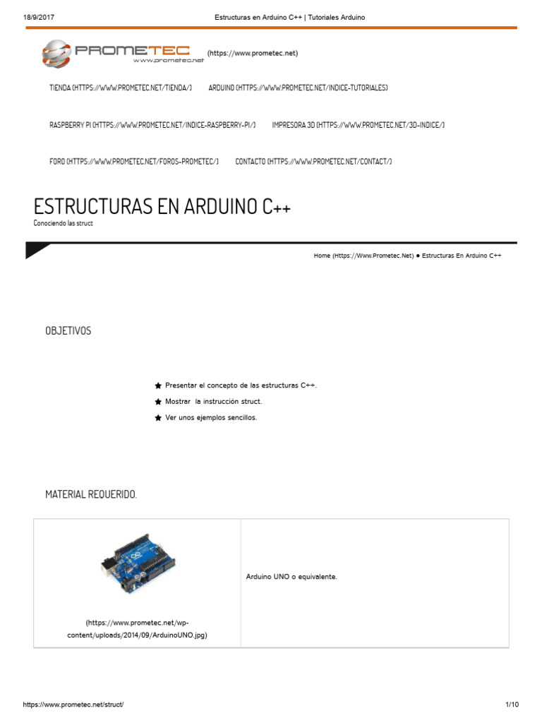 Estructuras en Arduino C++: Guía Rápida | PDF | C ++ | Variable ...