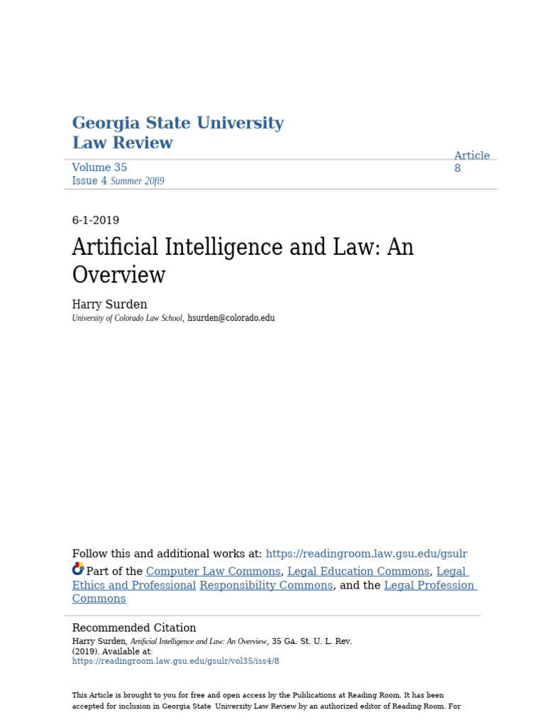 Overview of AI in Legal Context | PDF | Machine Learning | Artificial ...