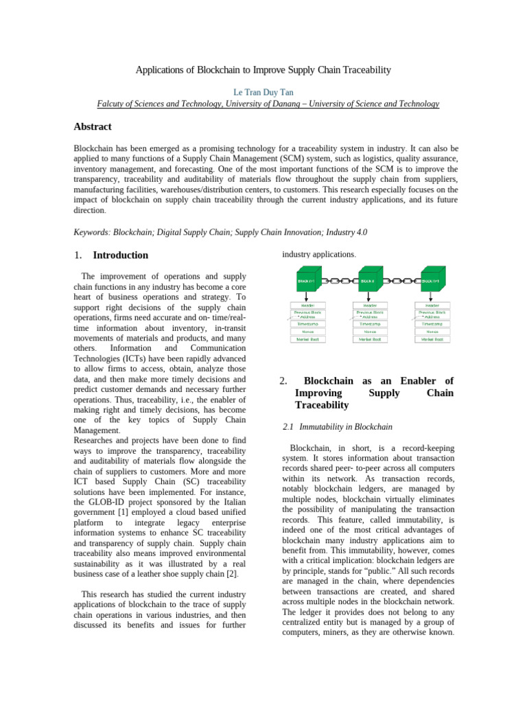 Blockchain for Supply Chain Traceability | PDF | Supply Chain | Supply ...