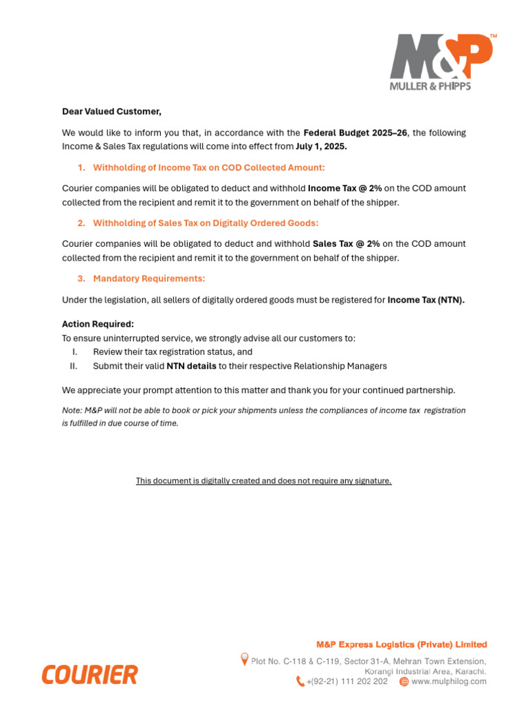 New Tax Regulations for COD Shipments | PDF