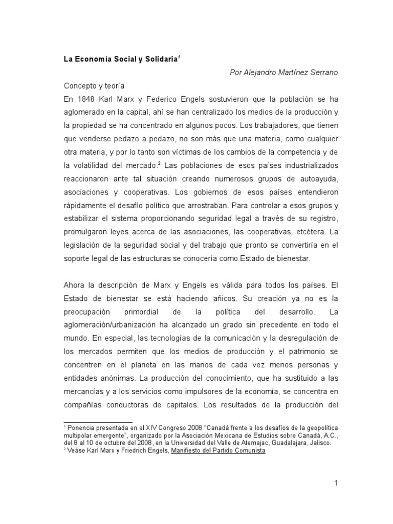 Definición de Economía Social y Solidaria | PDF | Economía social ...