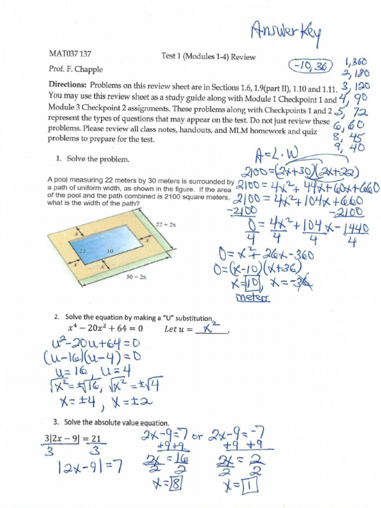 MAT037 137 Test 1 Review Answers | PDF