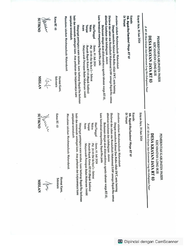 Undangan RT 3 | PDF