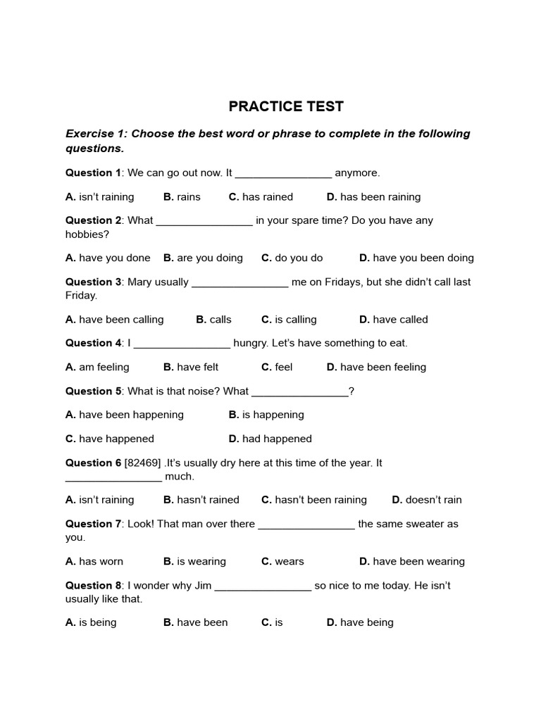 English Grammar Practice Test | PDF